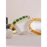 Green CZ Bracelet Bangle Stainless Steel Waterproof High Jewelry Women