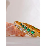 Green CZ Bracelet Bangle Stainless Steel Waterproof High Jewelry Women