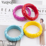 Vintage Resin Stripe Cuff Bracelet for Women