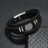 Men Leather Bracelets Multi-layer Braided with Scripture Compass
