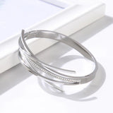 Cross CZ Bracelet Bangle Stainless Steel Crystal Jewelry Gift