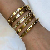 Colorful Cubic Zirconia Bangle Stainless Steel Bracelet 18k Plated Jewelry