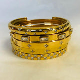 Colorful Cubic Zirconia Bangle Stainless Steel Bracelet 18k Plated Jewelry