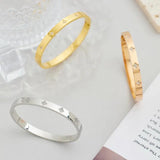 Colorful Cubic Zirconia Bangle Stainless Steel Bracelet 18k Plated Jewelry