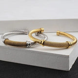 Twisted Stainless Steel Adjustable Bracelet for Women