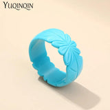 Engraved Flowers Vintage Bracelets Resin Cuff Acrylic Charm