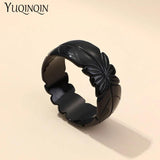 Engraved Flowers Vintage Bracelets Resin Cuff Acrylic Charm