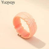 Engraved Flowers Vintage Bracelets Resin Cuff Acrylic Charm