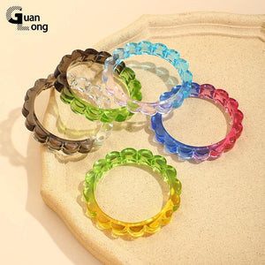 Vintage Transparent Bangle Bracelet Resin Cuff Jewelry