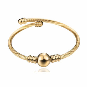 Stainless Steel Wire Line beads Cable Stretch bracelet for Women