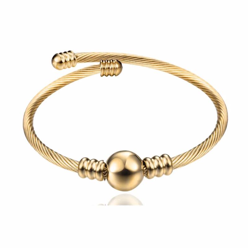 Stainless Steel Wire Line beads Cable Stretch bracelet for Women