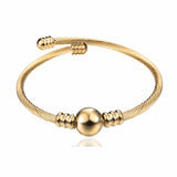Stainless Steel Wire Line beads Cable Stretch bracelet for Women