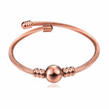 Stainless Steel Wire Line beads Cable Stretch bracelet for Women