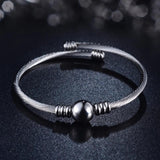 Stainless Steel Wire Line beads Cable Stretch bracelet for Women