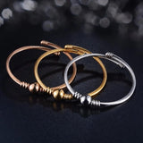 Stainless Steel Wire Line beads Cable Stretch bracelet for Women