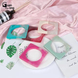Vintage Resin Square Bracelet Bangle Geometric Big Bangle For Girls