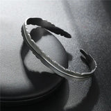 Stainless Steel Leaf Bangle Bracelet Punk Boho Cuff