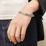 Stainless Steel Leaf Bangle Bracelet Punk Boho Cuff