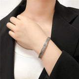 Stainless Steel Leaf Bangle Bracelet Punk Boho Cuff