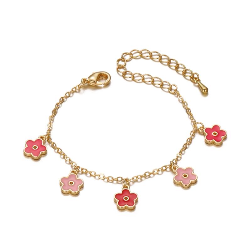 Girls Flower Charms Bracelets Small and Sweet Lovely All-Match
