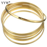 Roman Stainless Steel Bangle Lover Charm Bracelet Wide Cuff 7PCs/Set
