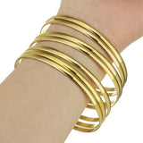 Roman Stainless Steel Bangle Lover Charm Bracelet Wide Cuff 7PCs/Set