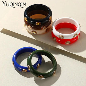 Vintage Colorful Resin Crystal Bangle for Women
