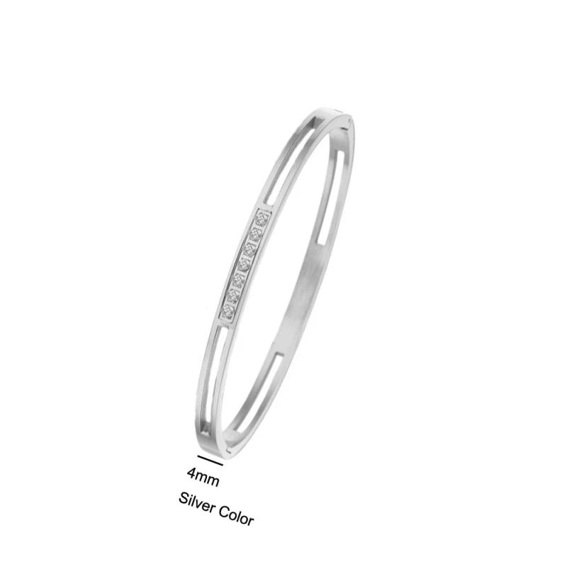 CZ Crystal Bracelet Set for Women - Hollow Cuff Bangle Jewelry