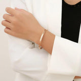CZ Crystal Bracelet Set for Women - Hollow Cuff Bangle Jewelry