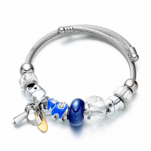 Elephant Cuff Bracelet Femme Acrylic Bead Steel Chain Women Jewelry