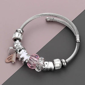 Elephant Cuff Bracelet Femme Acrylic Bead Steel Chain Women Jewelry