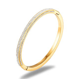 Stainless Steel Crystal Bracelets 4 Rows Geometry Bangle