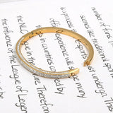 Stainless Steel Crystal Bracelets 4 Rows Geometry Bangle