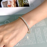 Stainless Steel Crystal Bracelets 4 Rows Geometry Bangle