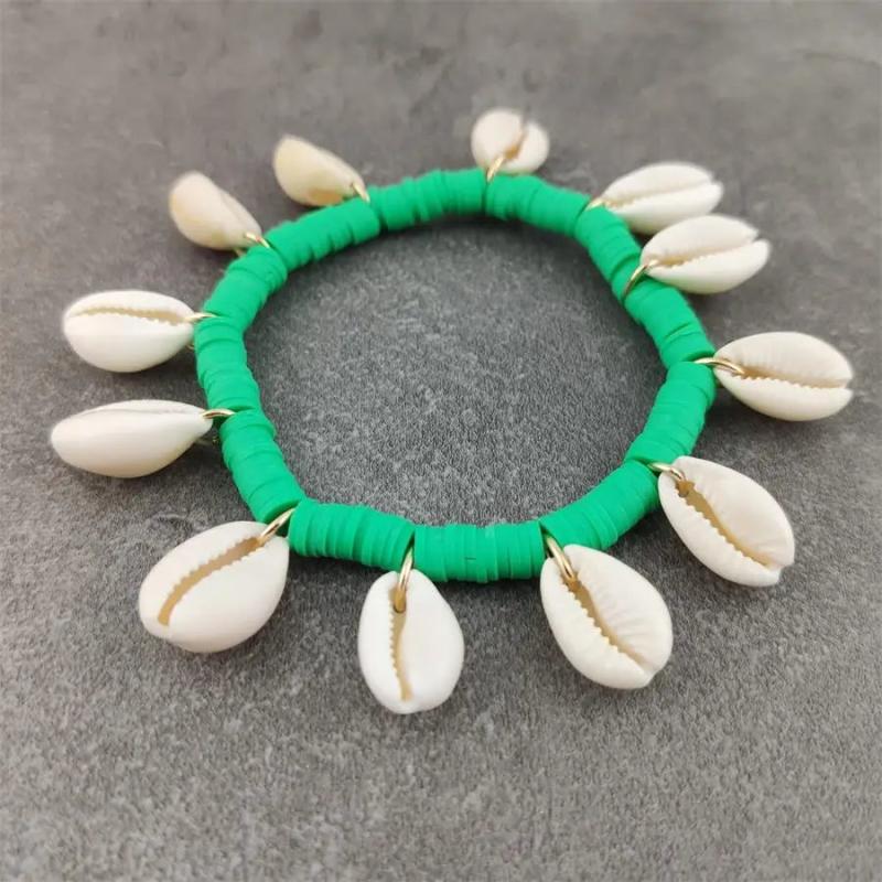 Bohemian Sea Shell Bracelet Anklet Hand Heishi Beaded Pulseira DIY Beach Jewelry
