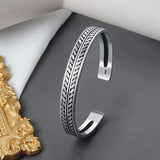 Vintage Leaves Pattern Adjustable Bracelet for Women