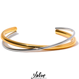 18K Plated Steel Double Cuff Bangle Bracelet