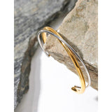 18K Plated Steel Double Cuff Bangle Bracelet