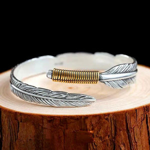 Ethnic Retro Feather Bracelet Silver Plated Leaf Bangle TYB129