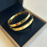 Zircon Cross Nut Nail Bracelet Bangle Stainless Steel Jewelry
