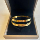 Zircon Cross Nut Nail Bracelet Bangle Stainless Steel Jewelry