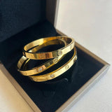 Zircon Cross Nut Nail Bracelet Bangle Stainless Steel Jewelry