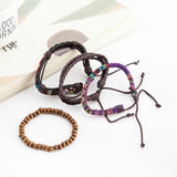 Ethnic Fabric Leather Beads Bracelet For Women Men
