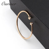 Stainless Steel CZ Crystal Letter Women Cuff Bracelet