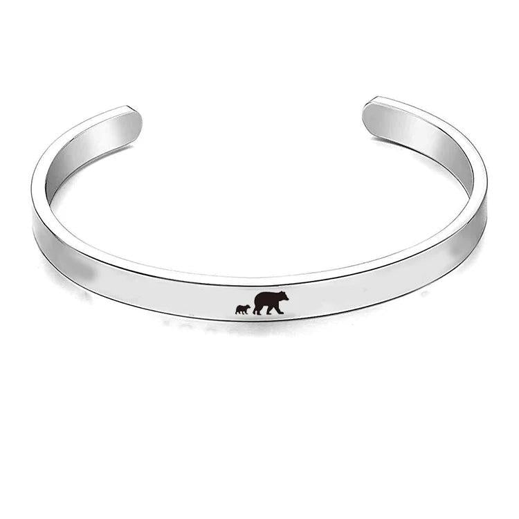 Mama Bear Bracelet Stainless Steel Adjustable Cuff