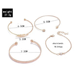 Sindlan 4Pcs Feather Bangle Bracelets Set Vintage Rhinestone Wrist Jewelry