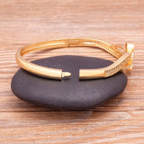 Gold-plated Double Heart Women Bracelet Cuff Bangle