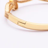Gold-plated Double Heart Women Bracelet Cuff Bangle