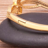 Gold-plated Double Heart Women Bracelet Cuff Bangle