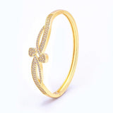 Gold-plated Double Heart Women Bracelet Cuff Bangle